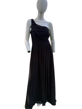 Bill Levkoff Black One-Shoulder Evening Gown
